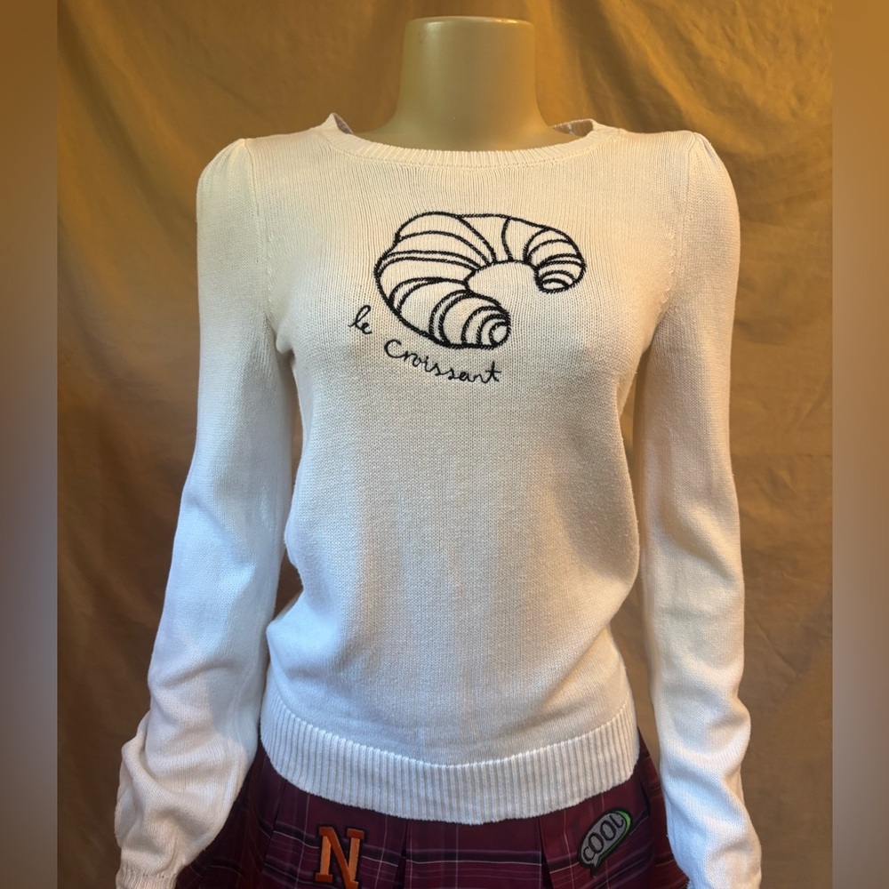 LOFT Cream Knit Crewneck Sweater
